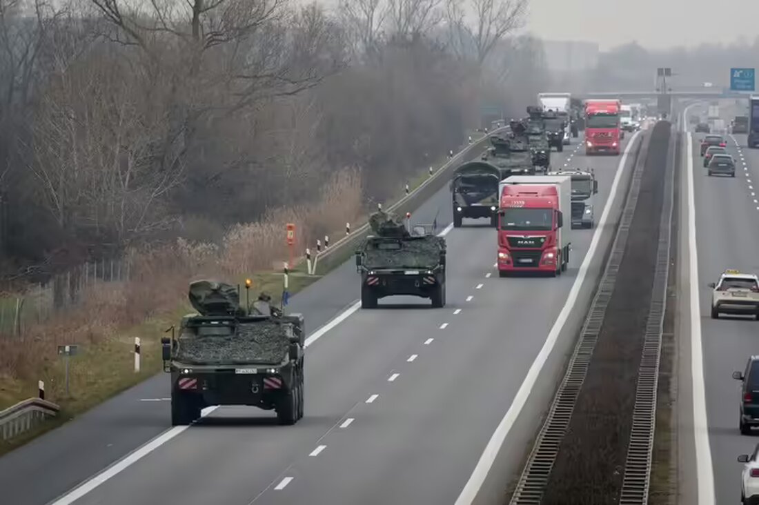 Am 3. November 2024 fährt ein Bundeswehrkonvoi mit über 100 Fahrzeugen von Niedersachsen nach Bayern zur Übung. Erhöhte Verkehrswachsamkeit erforderlich.